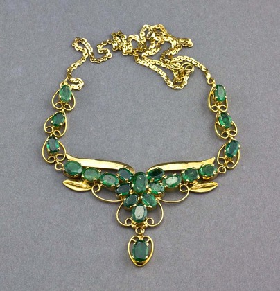 Brazilian Emerald and 14 Carat Gold Necklace